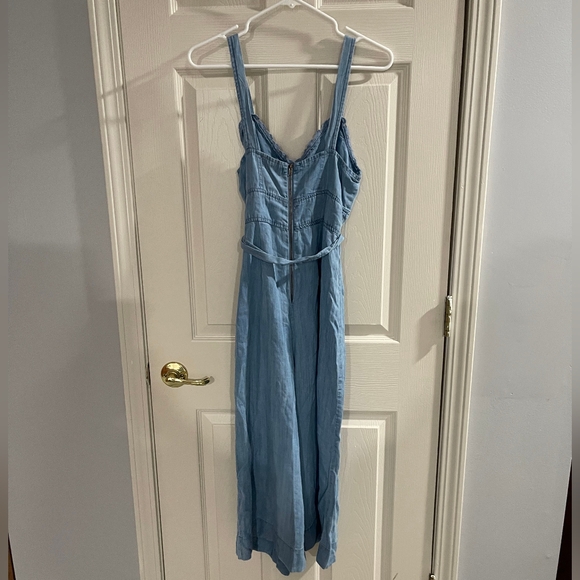 Altard State Womens Chambray Denim Lace Trim Wide Leg Belted Jumpsuit Size Small - Picture 2 of 3